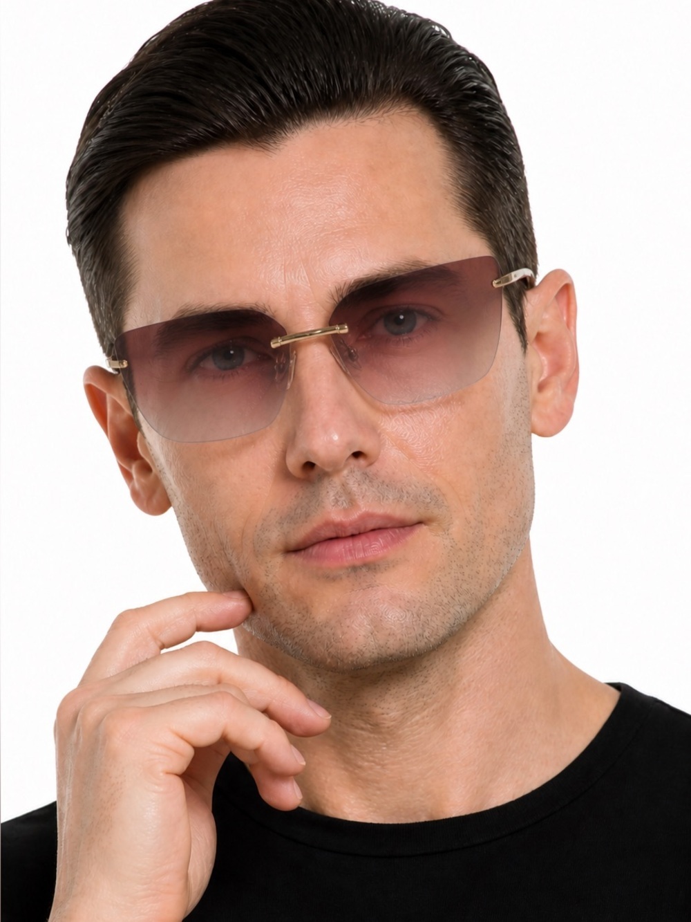 Rimless Gradient Brown men’s Fashion Sunglasses